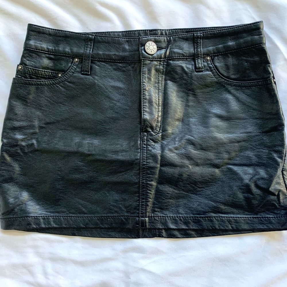 Leather mini skirt